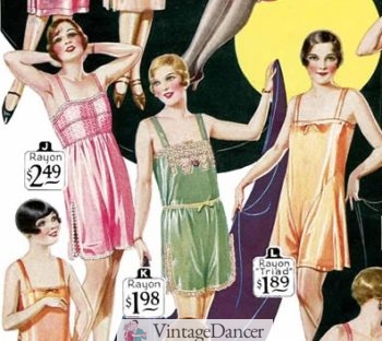 1920s lingerie underwear Cami knickers or all-in-ones with an open leg