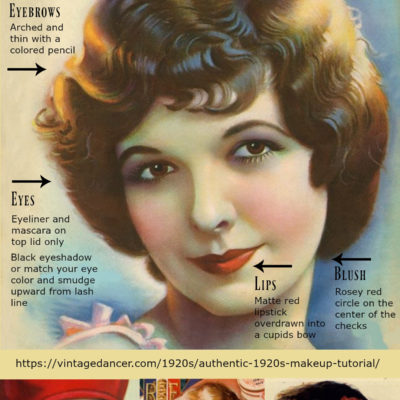 1920s makeup guide- How to authentic vintage 1920s makeup for day and evening, flapper to Great Gatsby era