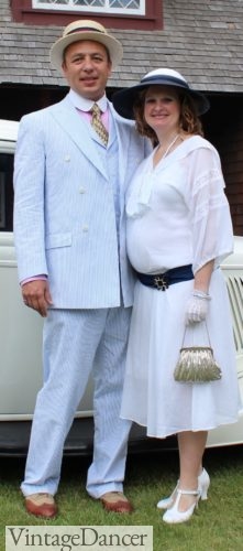 1920s Maternity outfit costumes mens seersuckers suit summer clothes Great Gatsby Festival