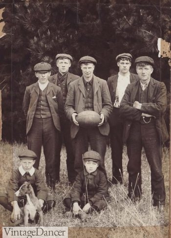 1920s men playing football in casual clothes