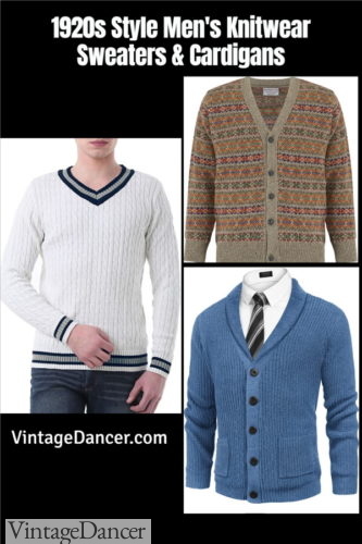 1920s men's sweaters, cardigans, knitwear, jumpers, pullovers