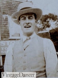 1920s mens vest an panama hat