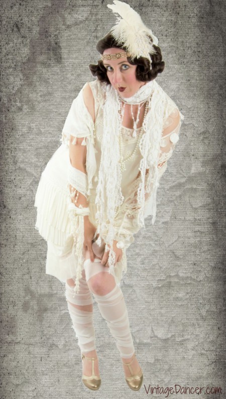1920s Mummy Vintage Halloween Costume. Layers of sheer fabric or scarves creates a vintage mummy effect. See this and more ideas at VintageDancer.com