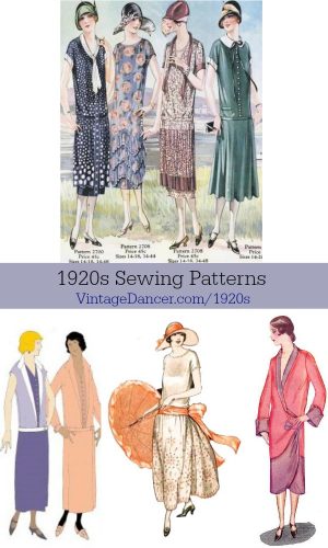 1920s sewing patterns for women.. Dresses, skirts, blouses, coats, knickers, lingerie, hats and accessories. VintageDancer.com/1920s