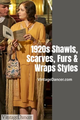 1920s shawl wraps furs scarves scarf coat cape boa styles history article at VintageDancer