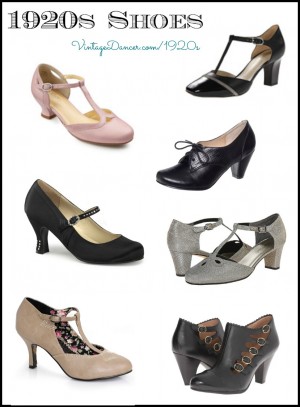 1920s Style Shoes, 20s shoes, 1920s shoes, 1920s footwear, 1920s heels, 1920s pumps, 1920s flapper shoes at VintageDancer.com/1920s