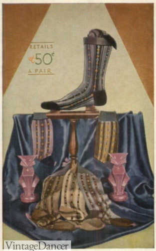 Silk stripe socks mens 1920s socks hosiery