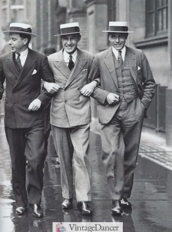 1920s Dapper men in suits and boater hats
