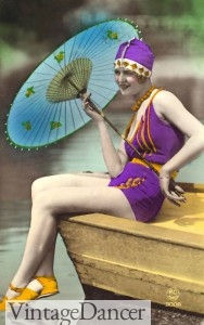 1920s swimsuit and parasol