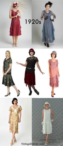 Non-flapper 1920s tea dresses, day dresses, many with sleeves. Find them at vintagedancer.com