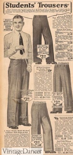 1927 Teen boys wide pants and dress shirt