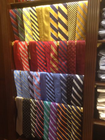 Brooks Brothers current display of timeless ties patterns (as worn in the 1920s)