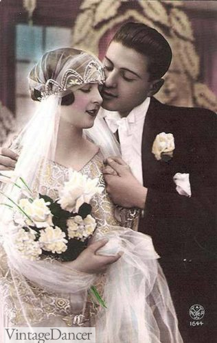 1920s wedding color photos bride groom