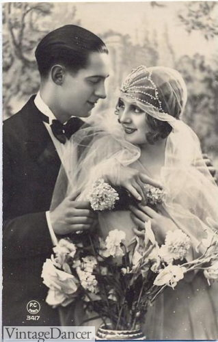 1920s wedding crown veil