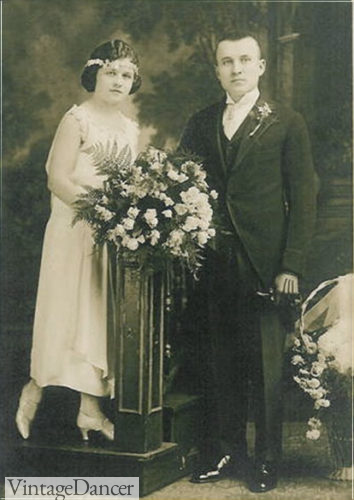 1920 Grecian Style Slip Dress wedding dress gown and groom