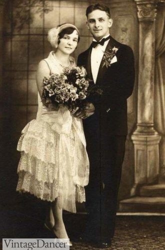1920s groom in a formal tuxedo