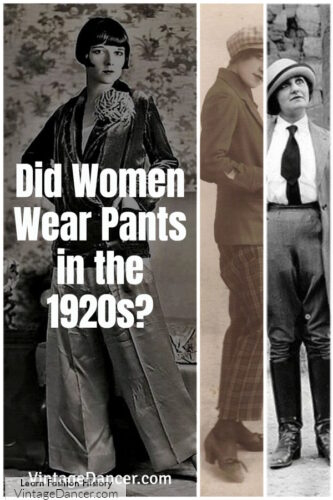 1920s pants women trousers girls Did women wear pants? breechers, knickers, jodphurs, palazzo, jeans, trousers history fashion 20s roaring twenties gatsby era