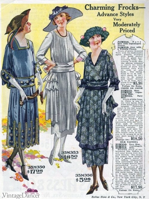 1920s tea dresses, day dresses, party dresses 1921