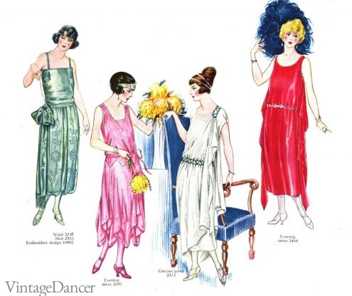 1921 draped Grecian style evening dresses