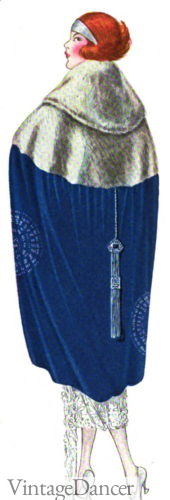 1920s blue velvet opera coat evening wrap