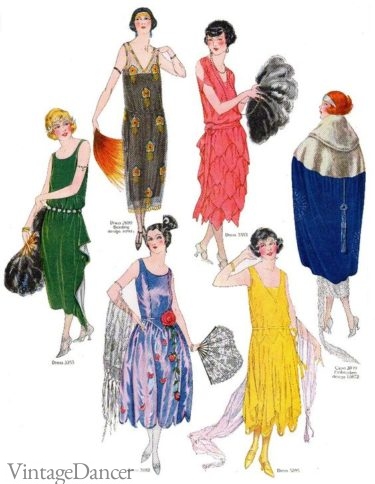 1921 evening dresses and an opera coat