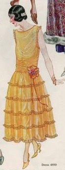 1921 yellow tiered robe de style dress