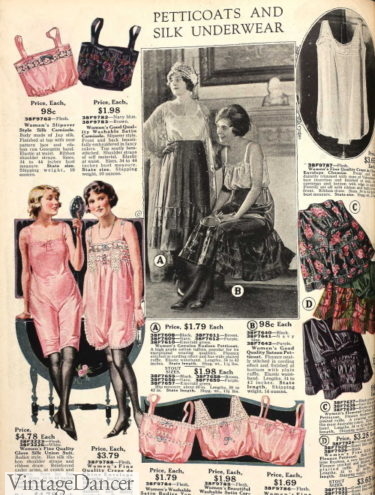 1921 lingerie, bra, petticoats, step-ins underwear 1920s
