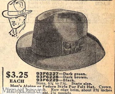 1921 soft fedora with side dents