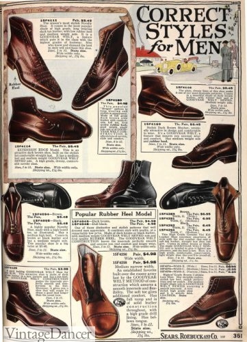 1920s mens boots and shoes - 1921 men's dress boots shoes footwear 1920s