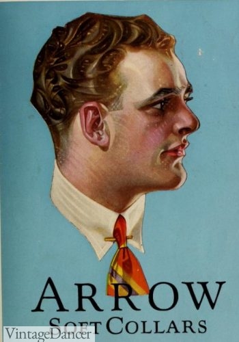 1921s mens pointed collar with collar bar and tie