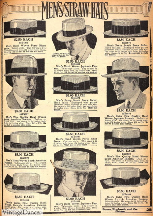 1921 men's straw hats