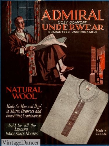 1921 men's wool underwear and robe ad