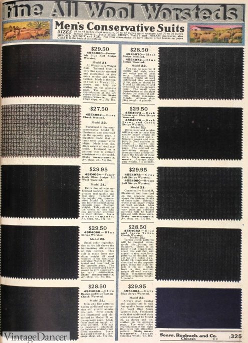 1921 Wool Suiting mens fabric swatches sample book