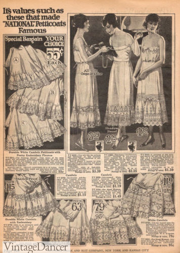 1922 white petticoats lingerie underwear womens 1920s