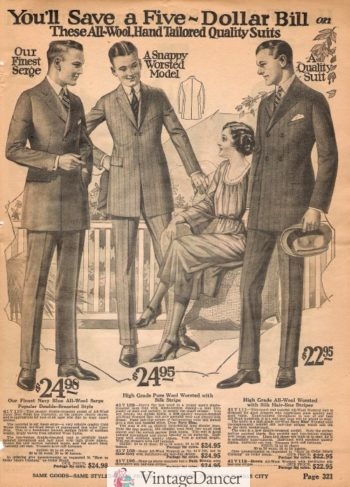 How much did men's clothing cost in the 1920s