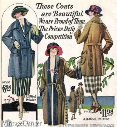 1922 spring coats, shorter lengths at VintageDancer