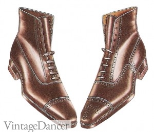 cap toe 1920s boots for men