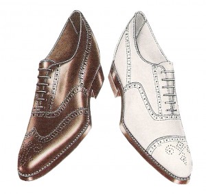 1920s mens wingtip shoes 1922 Wingtip and Cap Toe Shoes in Brown or White