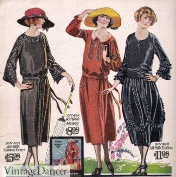 1920s casual daytime fashion outfits costumes women dresses 1922