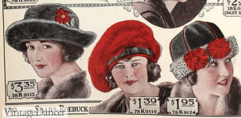 1920s winter fur and fur lined hats women girls 1922