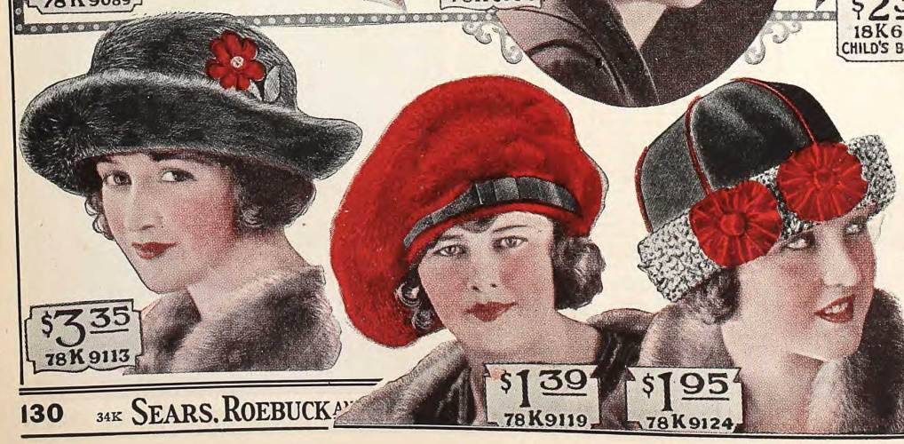 1922 winter fur lined hats