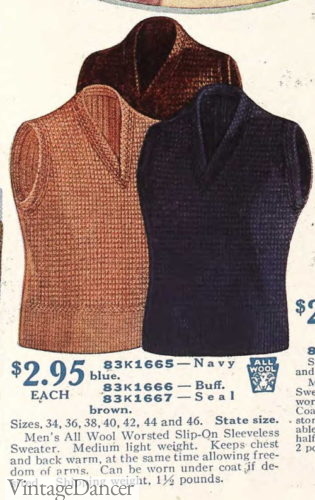 Men&#8217;s Vintage Sweater Vest History 1910s, 1920s, 1930s, 1940s, Vintage Dancer