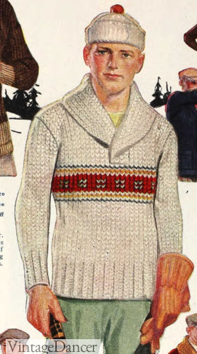 1922 hockey sweater with knit stripe ski pattern jumpers knitwear VintageDancer