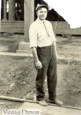 1922 men's workwear pants, shirt and knit tie