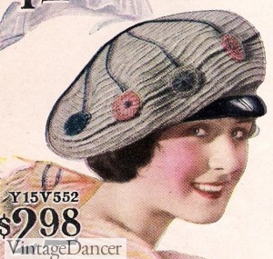 1920s Tam O' Shanter hat women 1922 fun hat