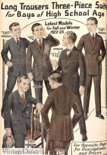 1920s teenage boys suits belt back