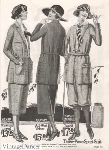 1920s tweed suits for casual sports and leisure hiking walking traveling
