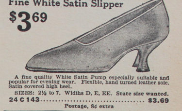 1922 white satin heels at VintageDancer