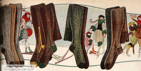 1920s winter stockings', socks, tights for women 1920s winter fashion