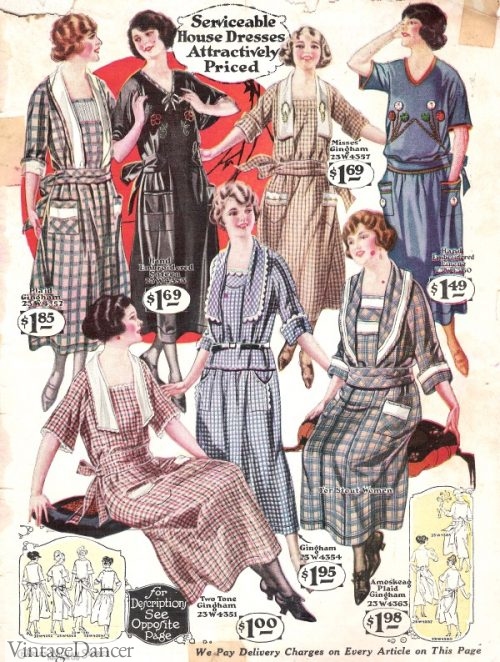 1920s house dresses. What women wore at home.